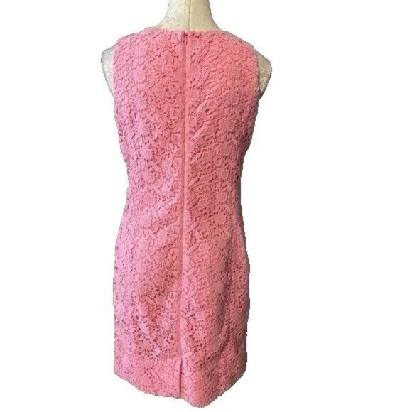 Talbot's Dress Pink 6 Small All Cotton Lace Sheath Sleeveless Classic Summer - Picture 4 of 8